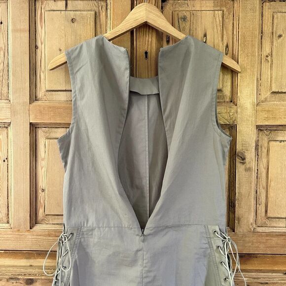 AllSaints US 2 / UK 6 Vesta Dress Cotton Lightweight‎ Lace Up Tank Taupe Gray - Picture 9 of 10